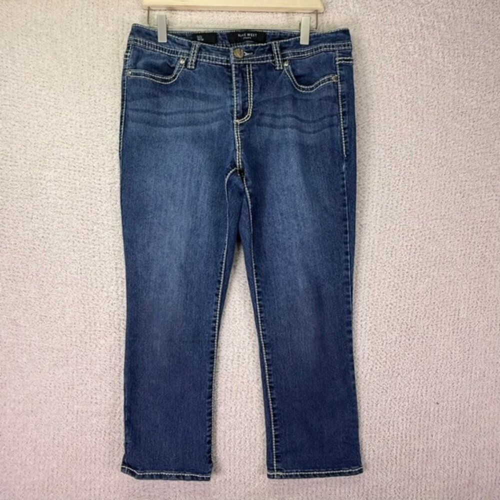 Nine‎ West Jeans Size 10/30 Embellished Pockets Dark Wash Denim Crop Pants